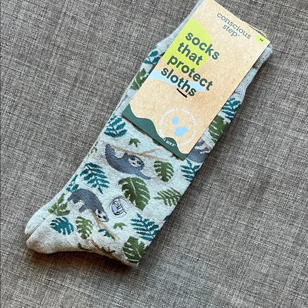 Conscious Step Organic Cotton Blend Sloth Socks NWT Adult